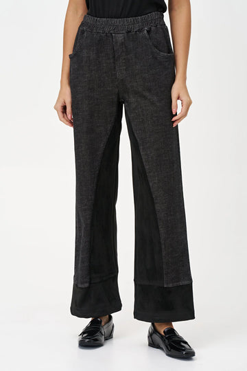 Denim & Faux Suede Pants